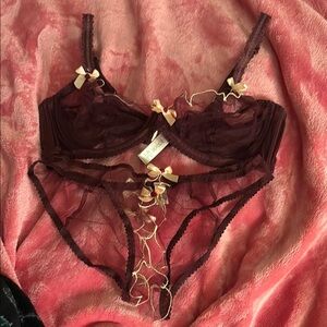 Agent Provocateur Burgundy Lace Lingerie Set